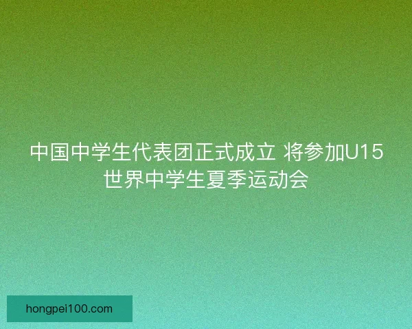 中国中学生代表团正式成立 将参加U15世界中学生夏季运动会