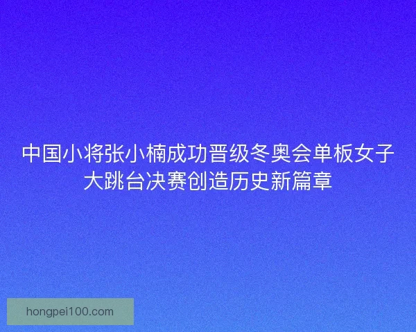 中国小将张小楠成功晋级冬奥会单板女子大跳台决赛创造历史新篇章