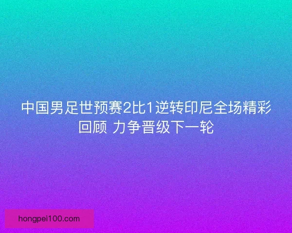 中国男足世预赛2比1逆转印尼全场精彩回顾 力争晋级下一轮